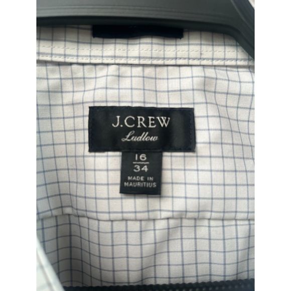 J. Crew Ludlow Light Blue and White Cotton Blend Button Down Shirt Size 16 34 - Picture 2 of 8